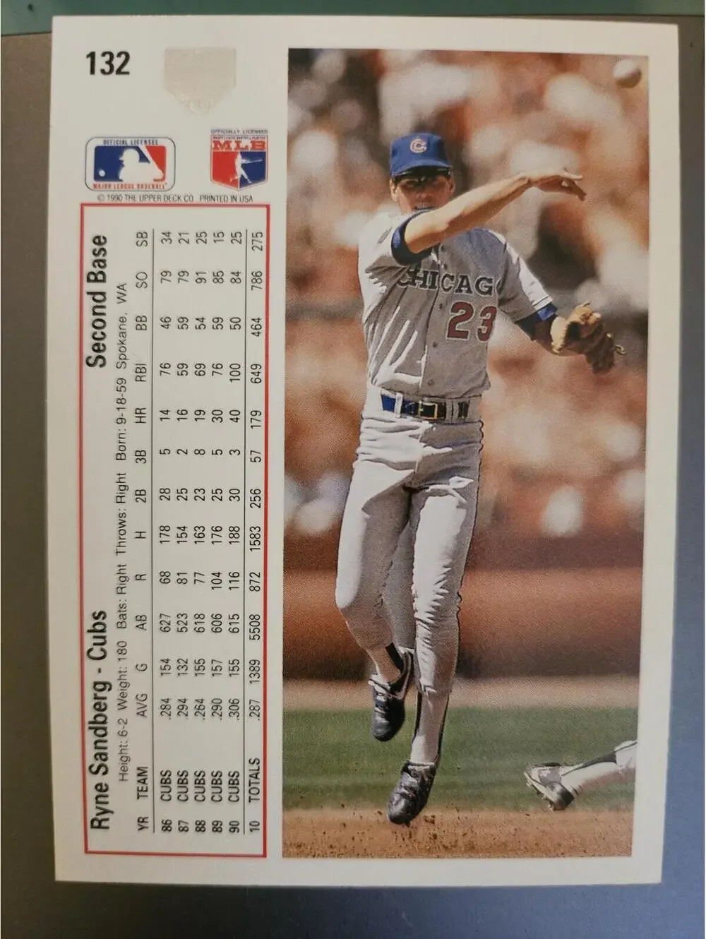 Ryne Sandberg #132 (1991 Upper Deck) Baseball Card, Chicago Cubs, HOF